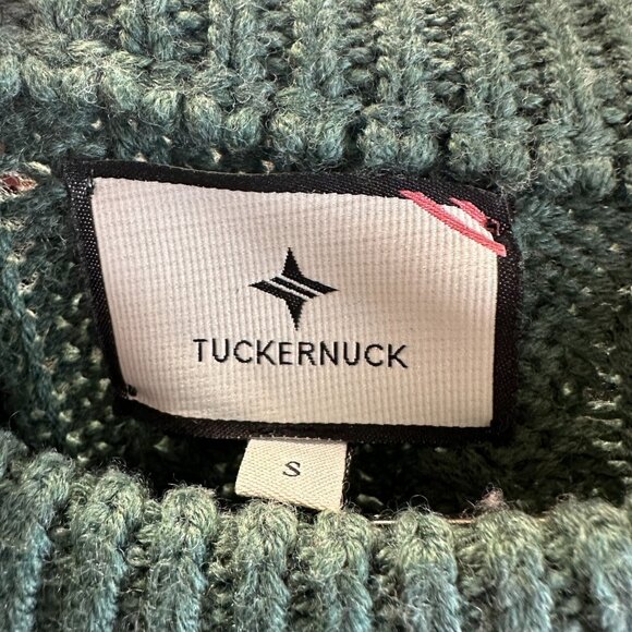 Tuckernuck Aspen Green Mixed Cable Knit Charles Sweater sz S NWT 100% Wool Crew - Picture 7 of 7